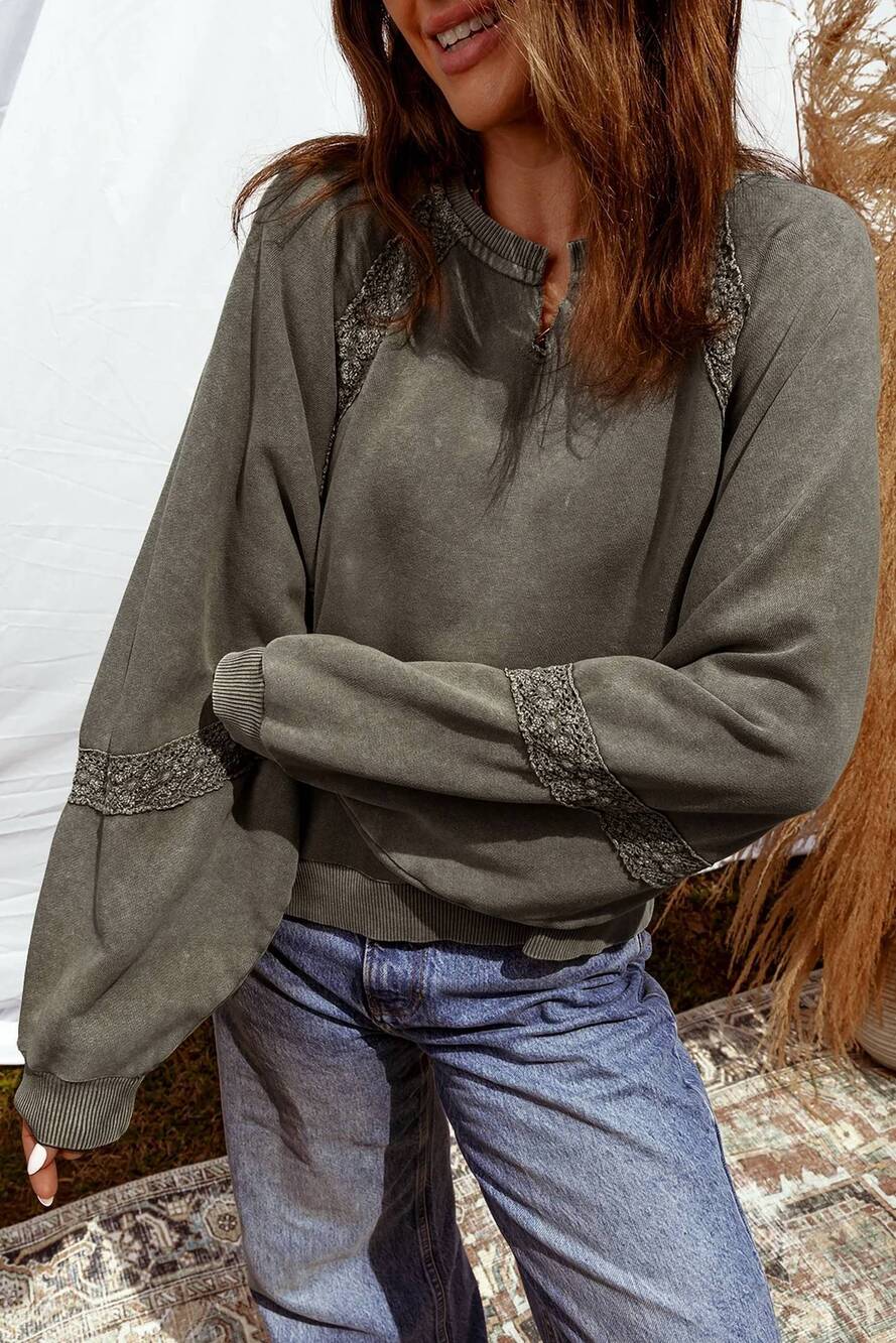 NEW SHEWIN embroidered long sleeve sweatshirt in jungle green